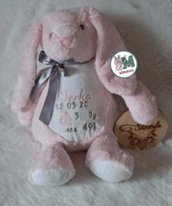 Plyšový zajačik ružový s osobnou výšivkou a darčekom SiMatula