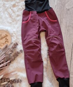 Softshell nohavice zdvojené kolená malina - normálna postava 110
